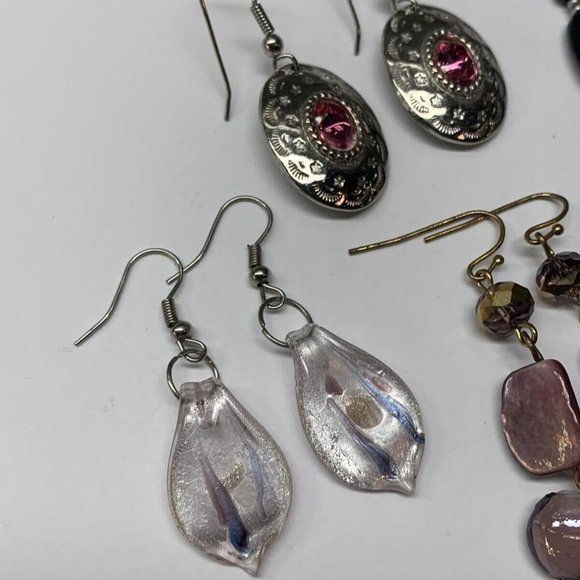 Lot Of 7 Pierced Dangle Drop Earrings - Beaded / Metal Mix - Picture 2 of 12